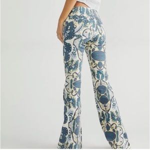 Free People Penny Pull-on Printed Flare Jeans
